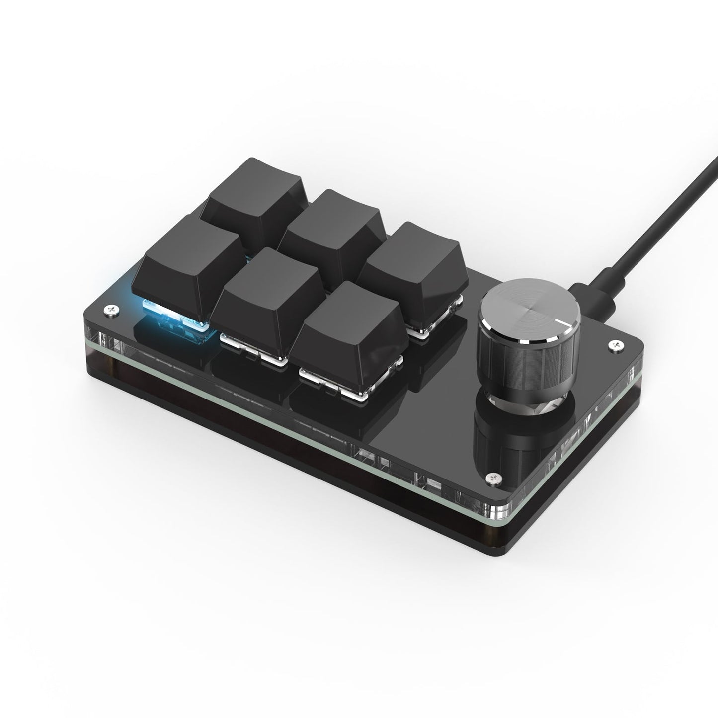 Black 6-key and knob wired RGB programmable mini keyboard