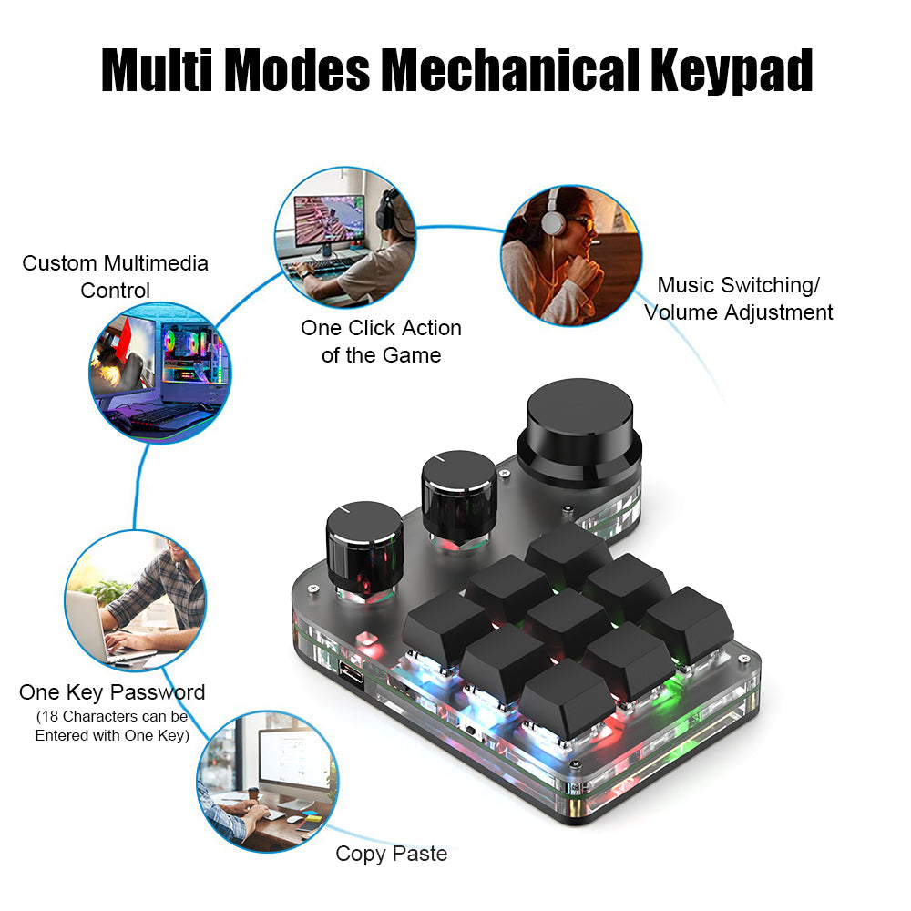Programmable 9-key mini keyboard use cases and shortcut controls
