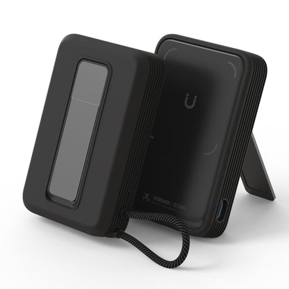 SikaiCase black silicone case for Anker Zolo Magnetic Power Bank A1685 with stand and cable access