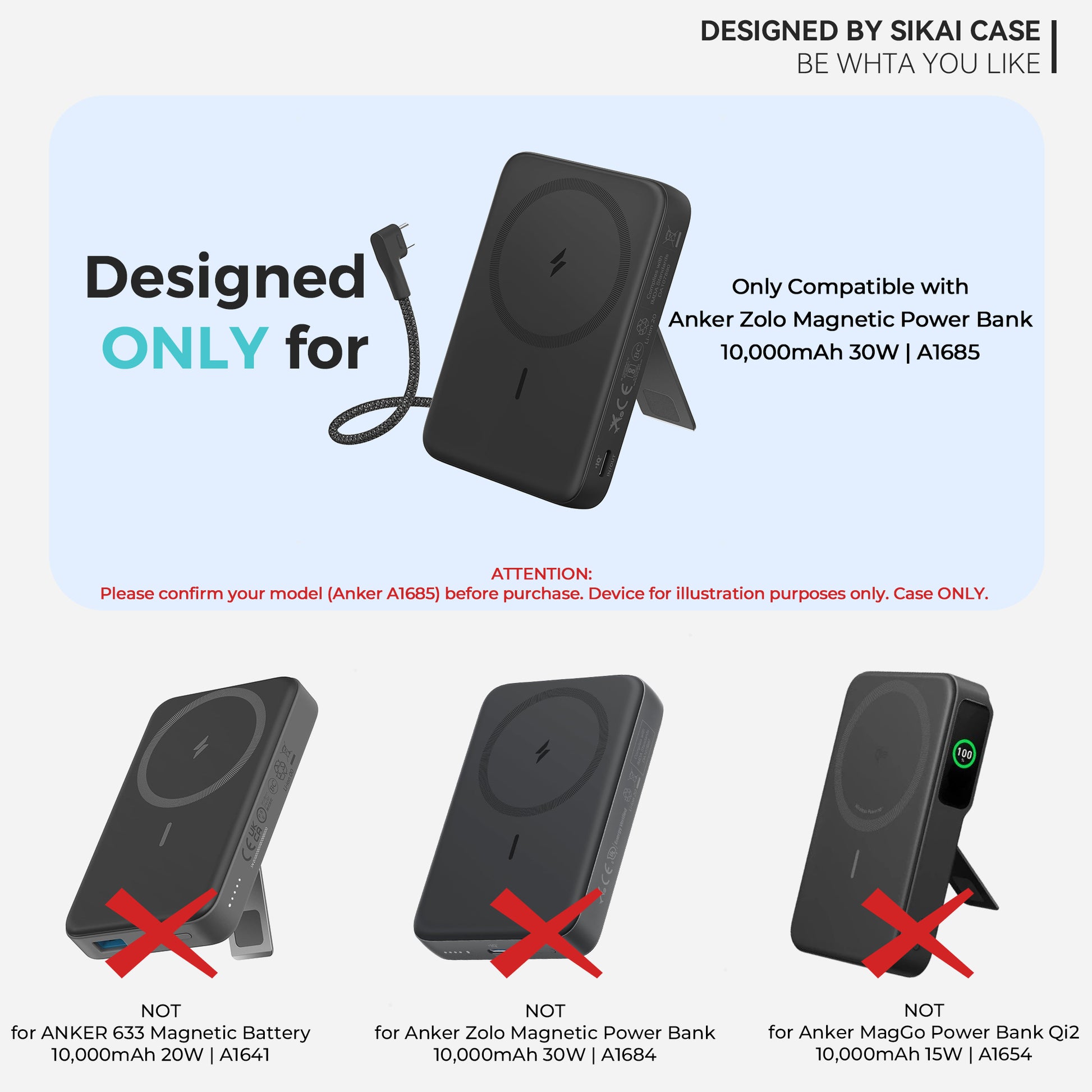 Compatibility guide for SikaiCase Anker A1685 silicone case