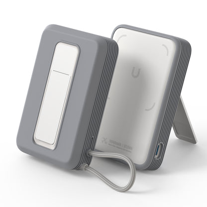 SikaiCase grey silicone case for Anker Zolo Magnetic Power Bank A1685 with stand and cable access