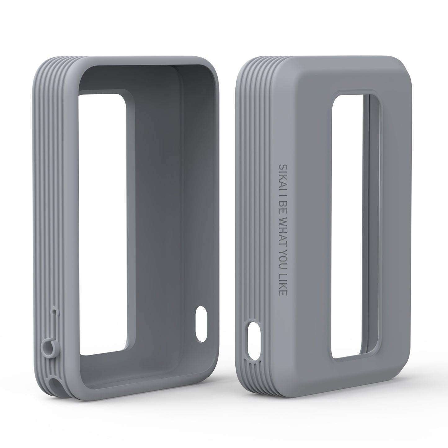 Front and back view of grey silicone case for Anker A1685