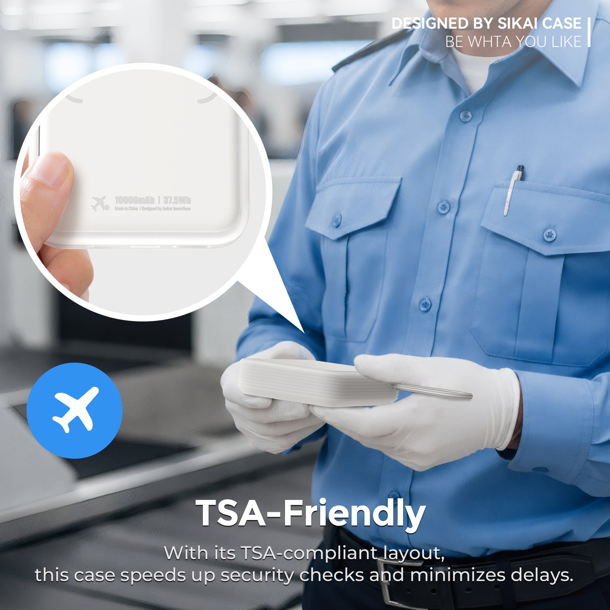 Transparent Anker A1685 silicone case shown for carry-on travel