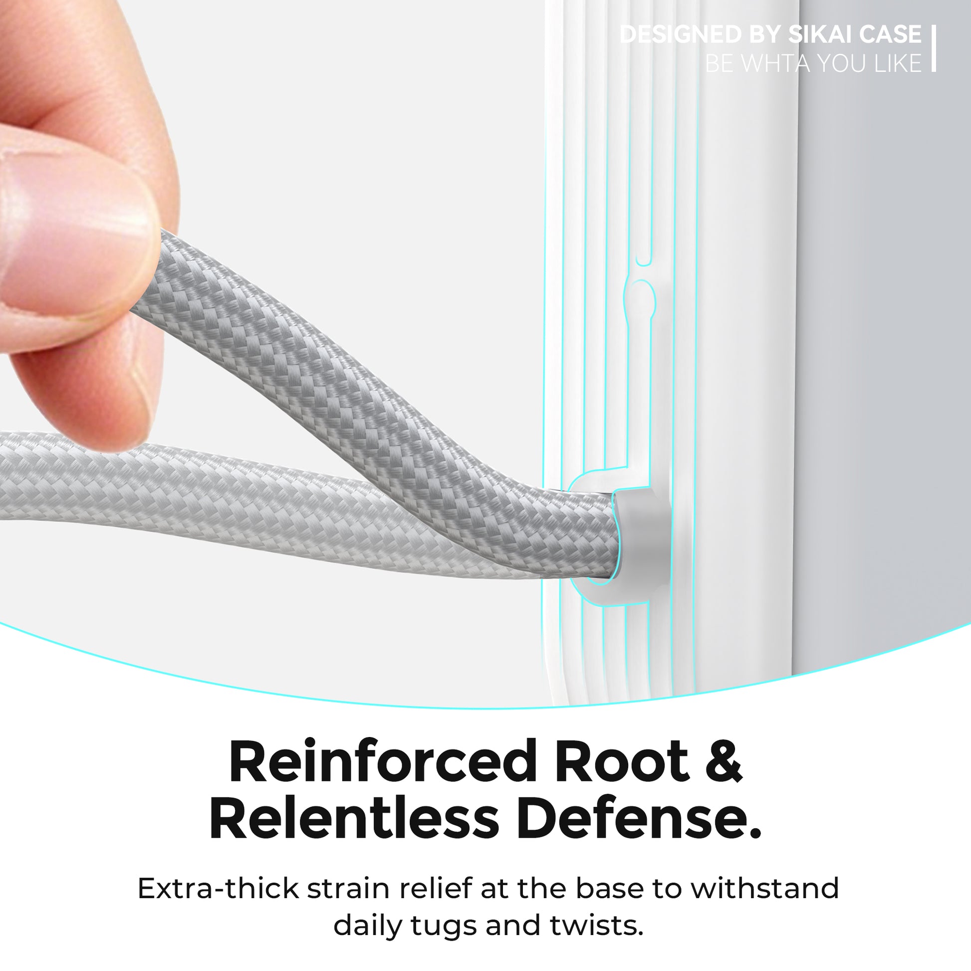 Reinforced built-in USB-C cable opening on transparent Anker A1685 case
