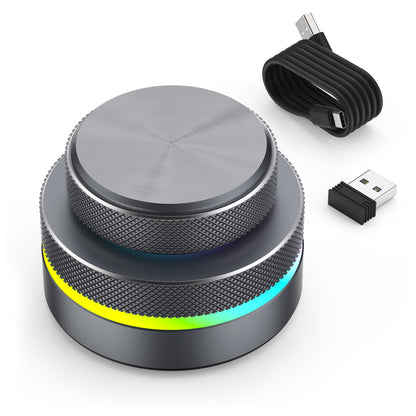 SikaiCase programmable aluminum alloy knob keyboard with RGB lighting, USB-C cable and 2.4G receiver