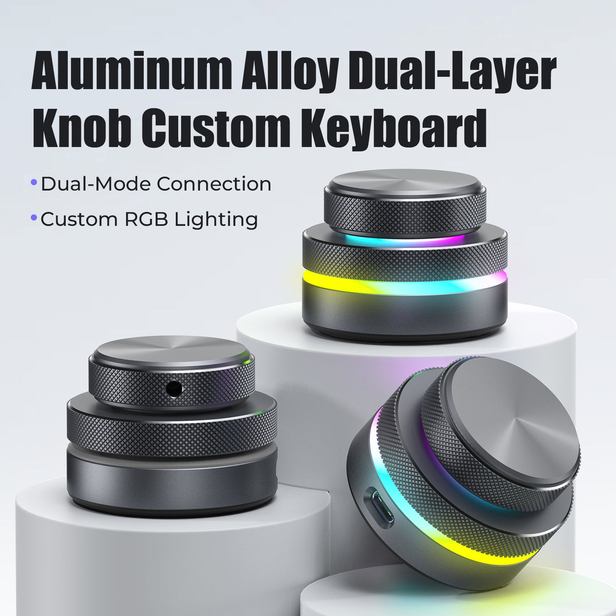 SikaiCase dual-layer programmable knob keyboard showing upper and lower rotary controls