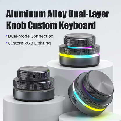 SikaiCase dual-layer programmable knob keyboard showing upper and lower rotary controls