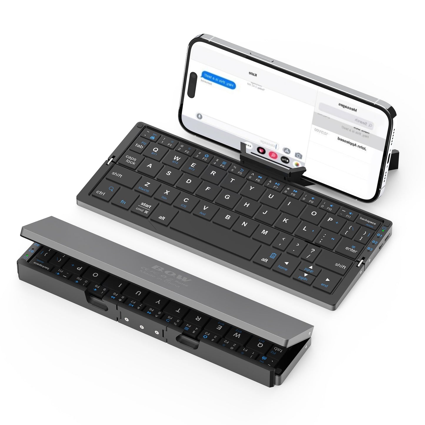 Black SikaiCase foldable Bluetooth keyboard with magnetic phone stand