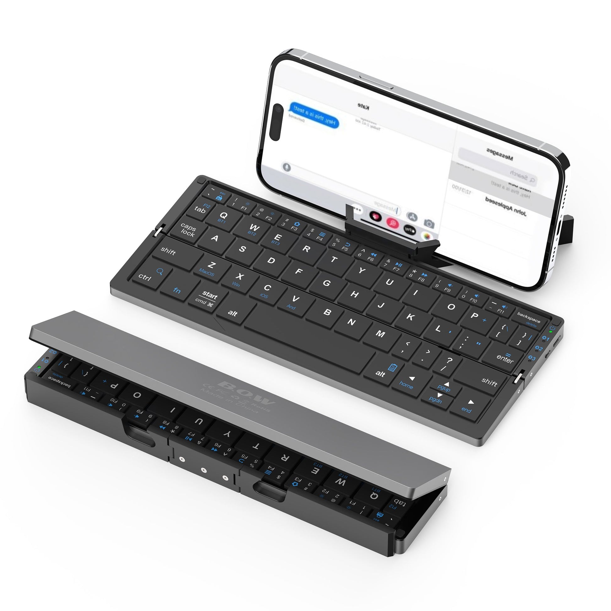 Black SikaiCase foldable Bluetooth keyboard with magnetic phone stand