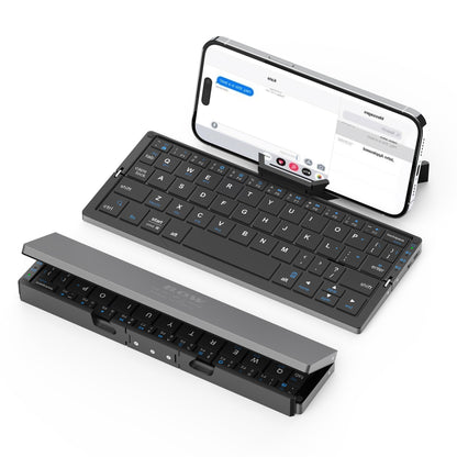 Black SikaiCase foldable Bluetooth keyboard with magnetic phone stand