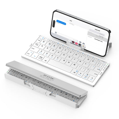 Silver SikaiCase foldable Bluetooth keyboard with magnetic phone stand