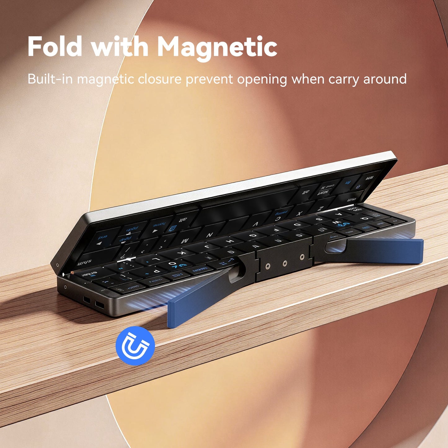 Magnetic folding closure on SikaiCase travel Bluetooth keyboard