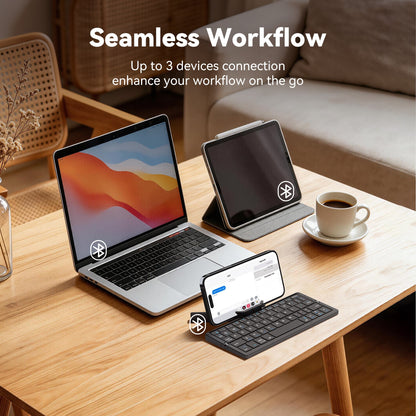 Three-device Bluetooth switching setup with laptop tablet and phone