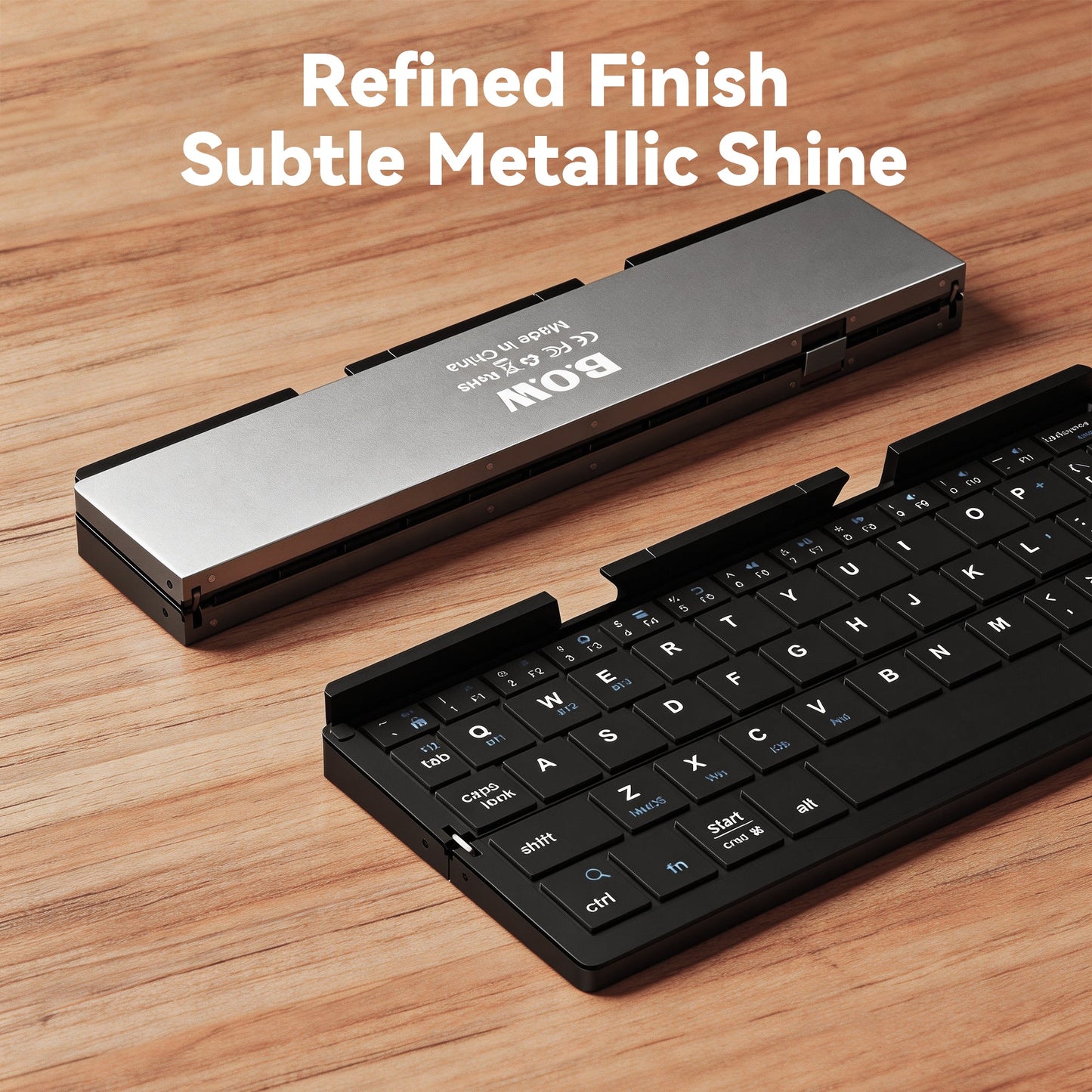 Aluminum alloy finish on SikaiCase portable folding keyboard