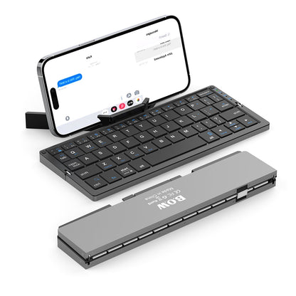 Black foldable Bluetooth keyboard with integrated magnetic stand