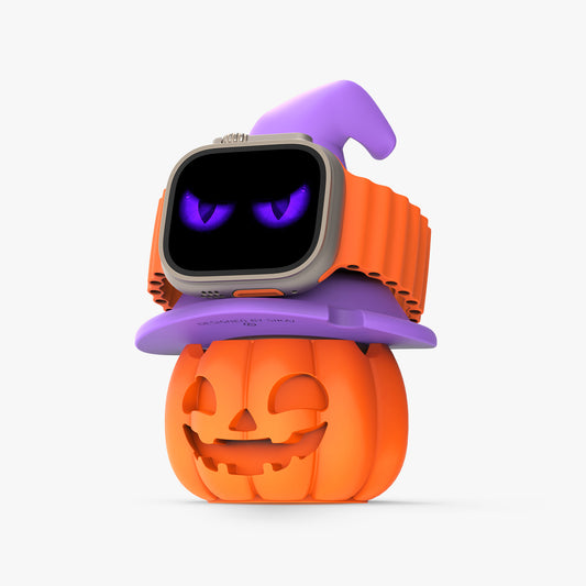 SikaiCase pumpkin wizard hat charger stand for Apple Watch on white background