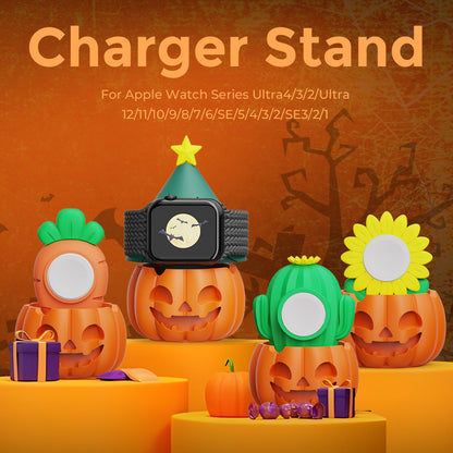 Four pumpkin Apple Watch stand styles for Halloween decor