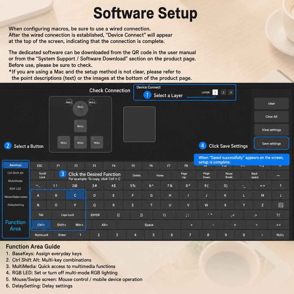 Windows software setup interface for programmable mini keyboard