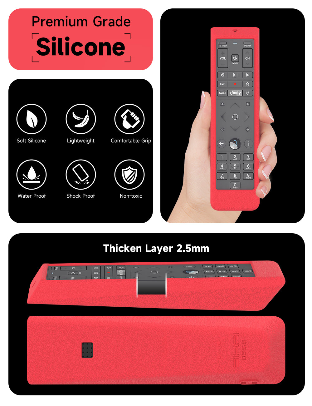 SIKAI Shockproof Silicone Case Cover for XFinity Comcast XR15 Voice Remote, Protective Skin for XFinity X1 Xi6 Xi5 XG2 TV Remote, Skin-Friednly Anti-Lost with Remote Loop