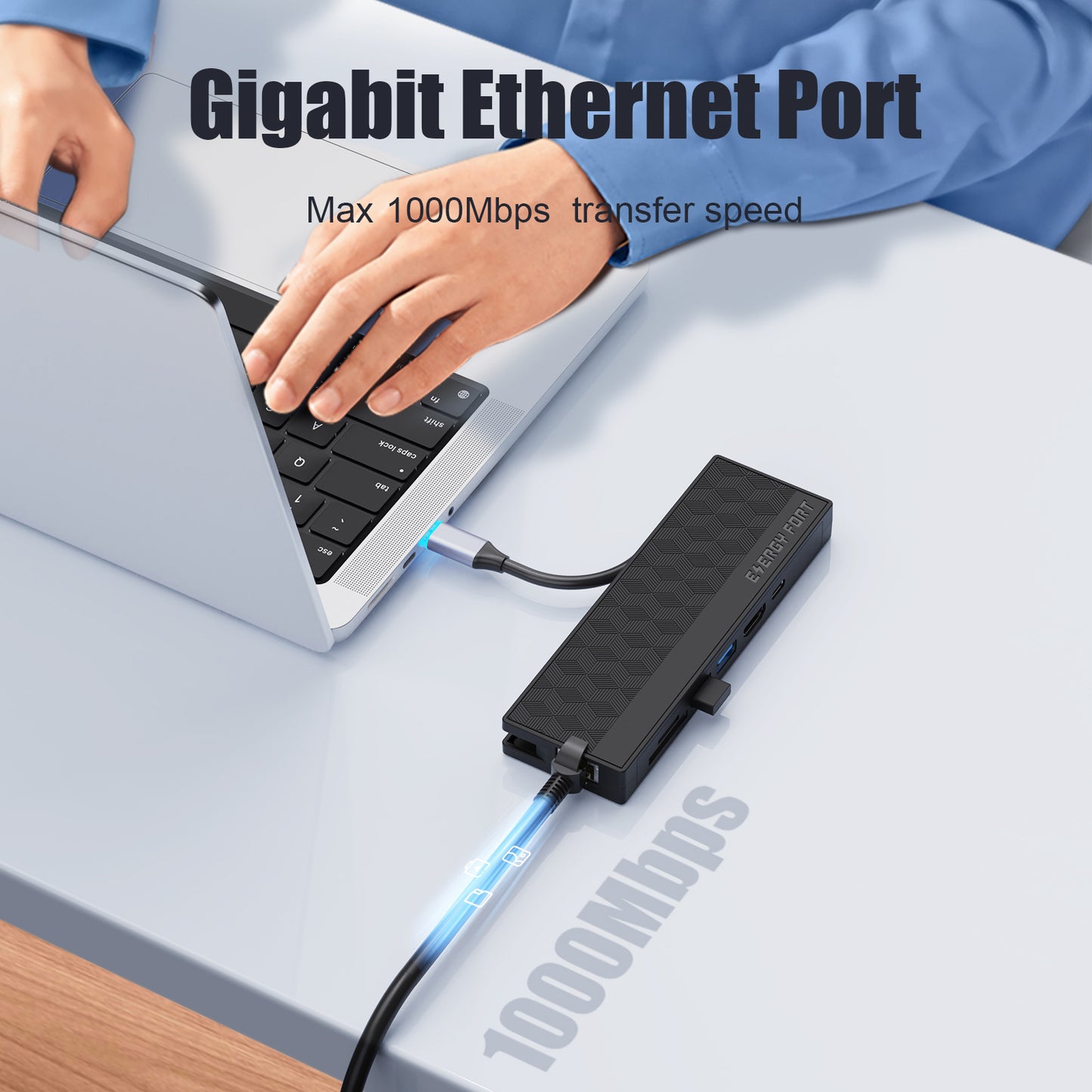7 in 1 USB-C Hub RJ45 PD 100W TypeC HDMI 2.0 4K USB3.0 Gigabit Ethernet Port Adapter Dock For Macbook Air Pro M2 M1 Splitter