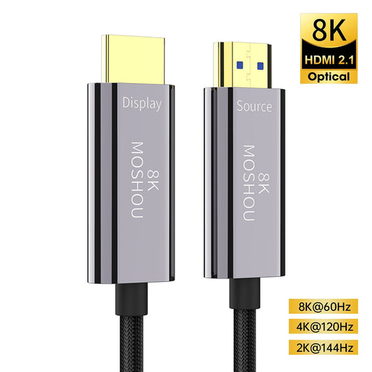 8K HDMI 2.1 Optical Fiber Cable eARC HDR 8K@60Hz 4K@120Hz Soft TPU Cover Cable for Xbox PS5 Samsung QLED TV Amplifier