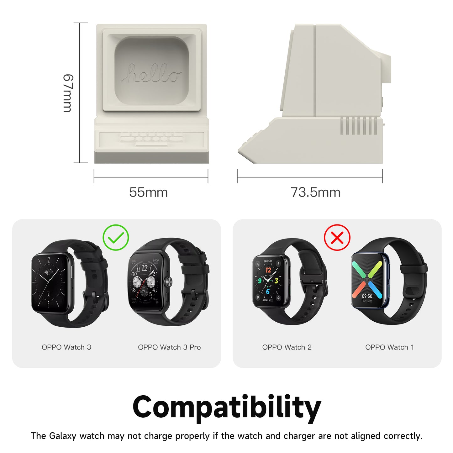 Charging Dock Station for OPPO Watch 3 Pro Smart Watch Charger Stand Holder Retro Computer Pattern Bracket for OPPO Watch 3 SIKAI CASE
