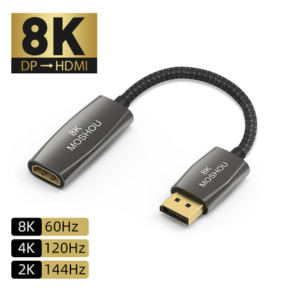 DisplayPort 1.4 to HDMI 2.1 Cable Adapter 8K@60Hz 4K@120Hz DP to HDMI Male to Female HDR Video Cord for TV RTX3070 SIKAI CASE