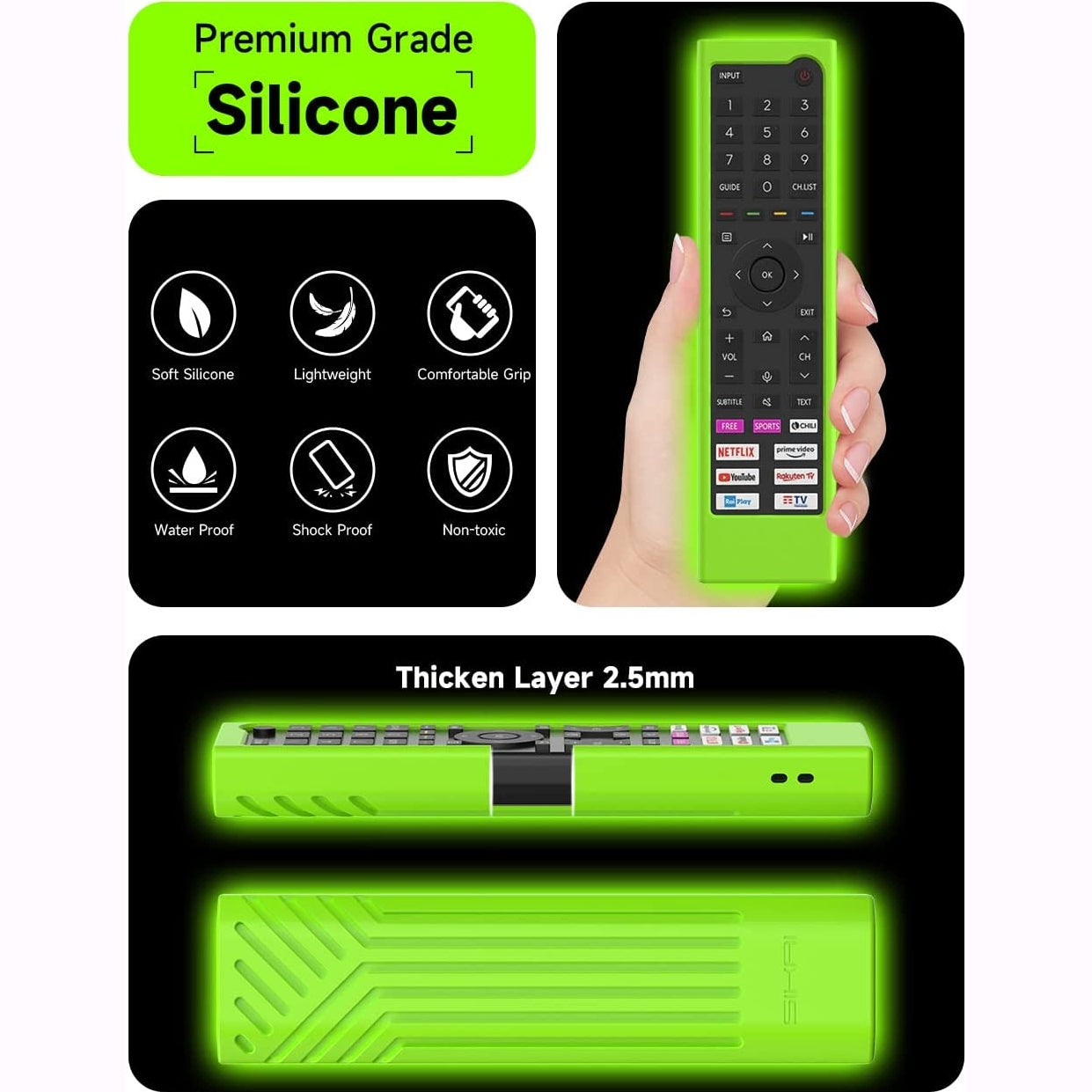 For Hisense TV Remote Control Protective Cover Compatible with Hisense ERF3C80H ERF3C80H(0012) Hisense QLED UHD 4K 2022 TV E78HQ A7GQ A6BG Remote Cover ERF3B80H ERF3D80H ERF3E80H,Anti-Slip Shell SIKAI CASE