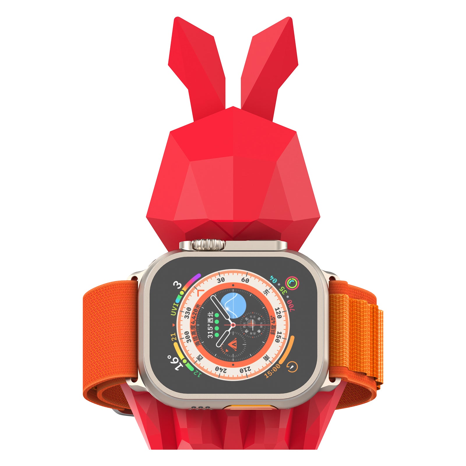 Geometric Rabbit Design Charger Stand for Apple Watch, Compatible with iWatch Series 8, SE2, 7, 6, SE, 5, 4, 3, 2, 1 / 45mm, 44mm, 42mm, 41mm, 40mm, 38mm, Support Night Stand Mode SIKAI CASE