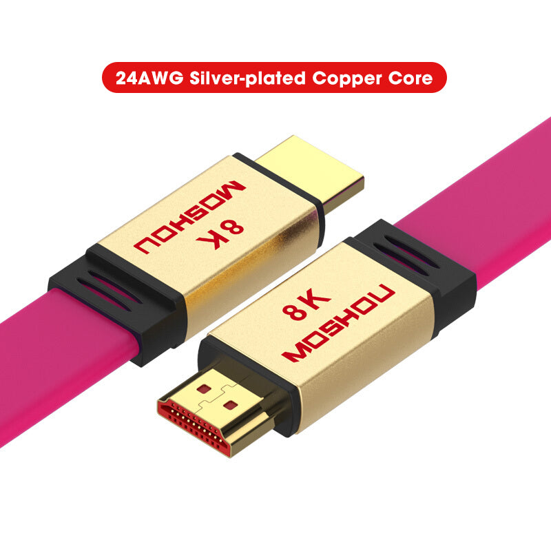 Purple Flat Cable 8K HDMI-compatible 2.1 Cables HDCP2.2 ARC 1m 2m