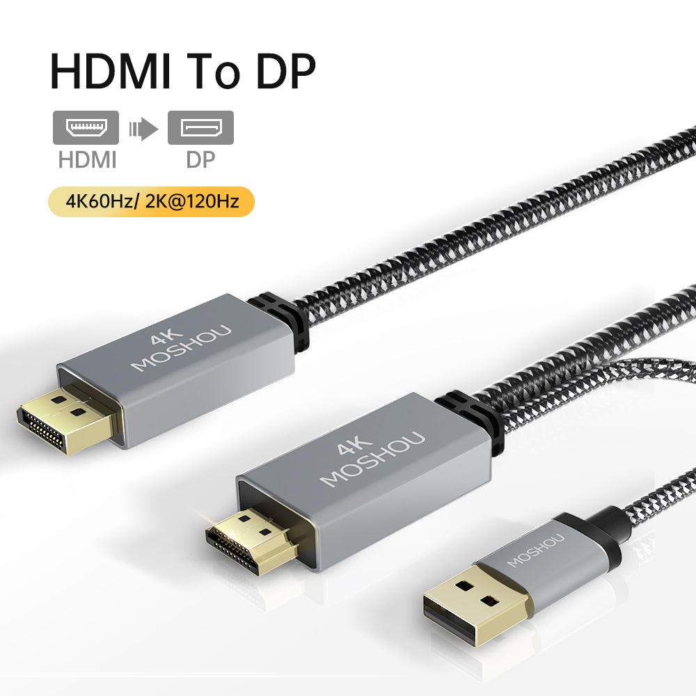 MC-DP-HDMI-1004K, MicroConnect 4K DisplayPort 1.4 - HDMI 2.0 Cable 1m