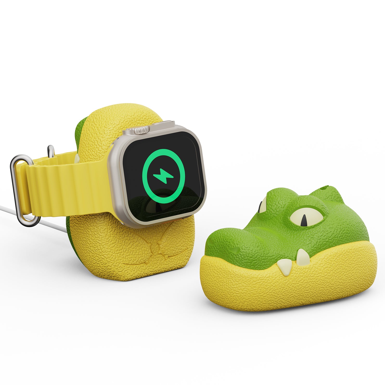 SIKAI Cute Crocodile Charger Stand Compatible with Apple Watch Series 8/7/6/SE/5/4/3/2/1 (45mm, 44mm, 42mm, 41mm, 40mm, 38mm), Skin-Friendly Silicone, Nightstand Mode, Home/Office Use, Ideal Gift SIKAI CASE