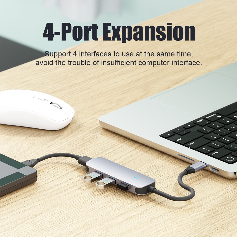 4 Port USB 3.0 Hub OTG Adapter 5Gpbs High Speed USB 3.0 2.0 Splitter